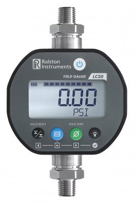 Ralston Field Gauge LC20 Dual Pressure Sensor Gauge with &amp;frac14;&amp;quot; male NPT connection, 5 psi top, 3000 psi bottom-