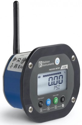 Ralston LC30-GH2M-00-W1 Panel-Mounted Pressure Gauge with wireless radio, 50 psi, 0.25" male NPT back connection-