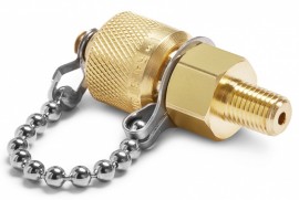 Ralston QTFT-0.5MB0 Raccord de processus en laiton avec capuchon et cha&amp;icirc;ne, 0.06&amp;quot; m&amp;acirc;le NPT x m&amp;acirc;le QT, sans clapet anti-retour-