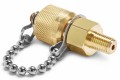 Ralston QTFT-0.5MB0 Brass Process Connection with cap and chain, 0.06&quot; male NPT x male QT, no check-valve-