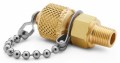 Ralston QTFT-1MB0-RT Brass Connector with cap and chain, 0.13&quot; male BSPT (ISO 7/1) x male Quick-Test, no check-valve-