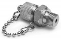 Ralston QTFT-2MS0-RS G Male BSPP (ISO 228/1) x Male Quick-Test Adapter with cap and chain, 0.25&quot;, stainless steel-