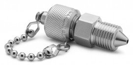 Ralston QTFT-2MS0-XH Stainless-Steel Fitting with cap and chain, 0.25&quot; male high pressure x male Quick-Test-