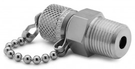 Ralston QTFT-3MS1 Male NPT x Male Quick-Test with check-valve and cap and chain, 0.38", stainless steel-