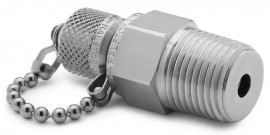 Ralston QTFT-4MS1 Male NPT x Male Quick-Test Adapter with check-valve and cap and chain, 0.5", stainless steel-