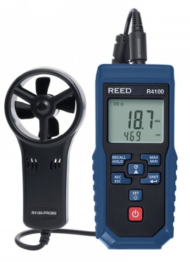 REED R4100 Thermo-An&amp;eacute;mom&amp;egrave;tre &amp;agrave; h&amp;eacute;lice avec mesure du volume d'air-