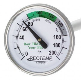 REOTEMP FG Backyard Compost Thermometer, 0 to 200&amp;deg;F, 16&amp;quot; stem-