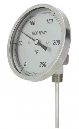 REOTEMP LL Thermom&amp;egrave;tre bim&amp;eacute;tallique &amp;agrave; angle r&amp;eacute;glable, cadran de 76.2 mm, -17.78 &amp;agrave; 93.33&amp;deg;C-