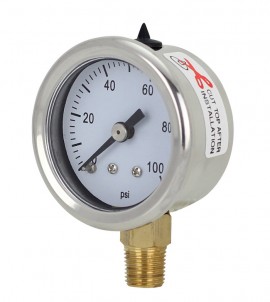 REOTEMP PG15 Industrial Stainless/Brass Gauge, 1.5&amp;quot;, 0 to 100 psi-