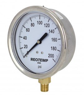 REOTEMP PG25C Industrial Stainless/Brass Gauge, 2.5&amp;quot; dial, 0 to 30 psi-