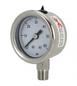 REOTEMP PM15 Industrial Stainless Steel Pressure Gauge, 1.5&amp;quot; dial, -30 inHg/0 psi-