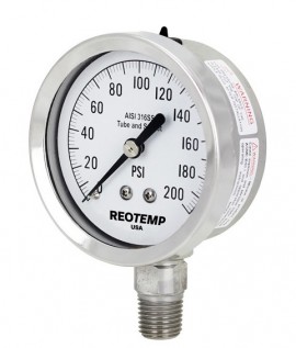 REOTEMP PR25 Heavy-Duty Repairable Stainless Gauge, 2.5&amp;quot; dial, 0 to 30 psi-