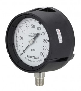 REOTEMP PT45 Industrial Process Gauge with tempered glass, 4.5&amp;quot; dial, -30 inHg/0/160 psi-