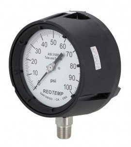 REOTEMP PT45 Industrial Process Gauge with tempered glass, 4.5&amp;quot; dial, 0 to 1000 psi-