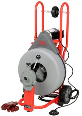 RIDGID 51402 K-750 Drain Cleaning Drum Machine with AUTOFEED, 0.63&quot; Pigtail-