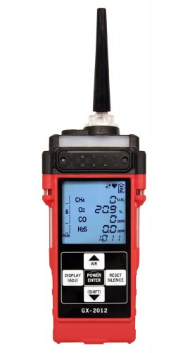 RKI GX-2012 Confined Space Single-Gas Detector with alkaline battery pack, H<sub>2</sub>S with dilution mode, 0 to 500 ppm-