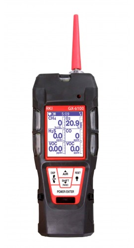 RKI GX-6100 Multi-Gas Detector, LEL/O<sub>2</sub>/H<sub>2</sub>S/CO/VOC's, 0 to 50/100 ppm benzene-