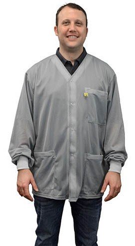 SCS 770023 Smock Jacket with Knitted Cuffs, Gray, Large-