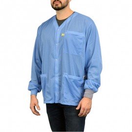 SCS 770100 3-Pocket Dual-Wire Smock Jacket with Knitted Cuffs, X-Small, Blue-