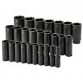 SK Tools 4047 Ensemble de douilles m&amp;eacute;triques, prise 12.7 mm, lot de 23 &amp;agrave; chocs profondes-