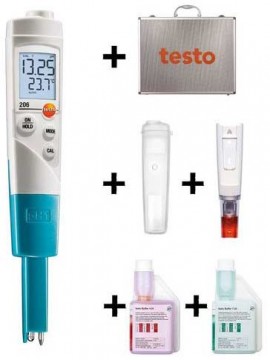 Testo 206 Compact pH Tester for Liquids Starter Kit, pH1-