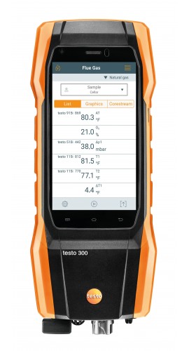 Testo 300 Pro Ensemble commercial analyseur de gaz de combustion avec imprimante, O&lt;sub&gt;2&lt;/sub&gt;, 0 &amp;agrave; 4 000 ppm CO-