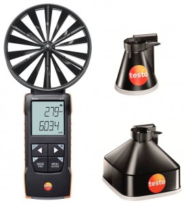 Testo 417 Digital Vane Anemometer Kit with measurement funnels, 59.1 to 3937 fpm, 0 to 259 CFM-