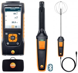 Testo 440 Appareil de mesure de la velocit&amp;eacute; de l&#039;air et de la QAI avec sonde num&amp;eacute;rique de CO&lt;sub&gt;2&lt;/sub&gt; et sonde de turbulence num&amp;eacute;rique, 3.9&amp;quot;-