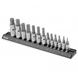 Titan 16123 Ensemble de douilles &amp;agrave; embout hexagonal, SAE, lot de 13-