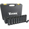 Titan 42319 Impact Socket Set, 1/2&amp;quot; drive, 19-Piece SAE deep-