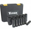 Titan 42404 Ensemble de douilles &amp;agrave; chocs profondes m&amp;eacute;triques, prise 12.7 mm, lot de 14-