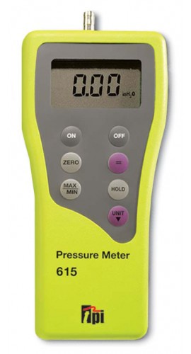 TPI 615 Single Input Manometer, &amp;plusmn;80 inH&lt;sub&gt;2&lt;/sub&gt;O-