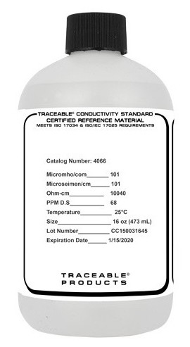 Traceable 4066 Conductivity Standard, 16 oz, 100 &amp;mu;S-