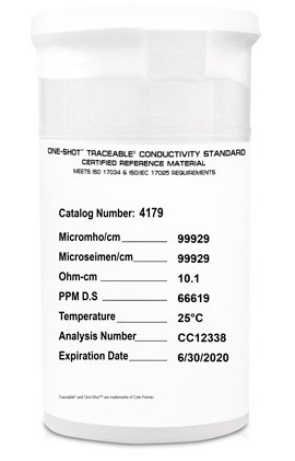 Traceable 4179 One-Shot Conductivity Standards, 6-Pack, 100,000 &amp;mu;S-