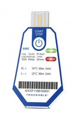 Traceable 6482 Single-Use Data Logging Thermometer, 1 min/10 days, 53.6 to 57.2&amp;deg;F, 10 pack-
