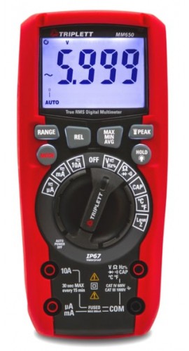 Triplett MM650-NIST True RMS High-Performance Waterproof Digital Multimeter,-