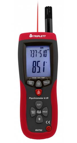 Triplett RHT52 Digital Psychrometer and IR Thermometer, -4 to 140&amp;deg;F-