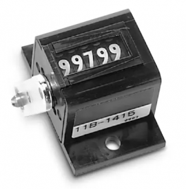 Trumeter 14 Series Stroke Totalizing Counter with AX7 lever arm, square case and base mount, left-hand, top-going-
