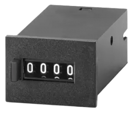 Trumeter MK Series 4-Digit Totalizing Counter, 48 V DC, 25 CPS, manual button, spring clip mount,-