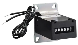 Trumeter 4916 Series 6-Digit Non-Reset Totalizing Counter, 24 V AC, 000000 set, 16" lead wires, combo front and V-base mount-