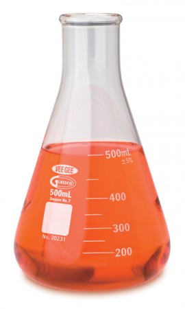 VEE GEE 20231-500 500mL Erlenmeyer Flasks, 500mL, Pack of 6-