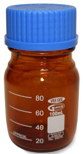 VEE GEE 20275-100 Glass Media Bottle, 100mL, Amber, Pack of 10-