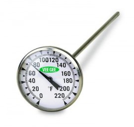 VEE GEE 82125 Scientific Thermometer with dial, 25 to 125&amp;deg;F, 8&amp;quot; stem-