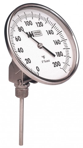 Weiss 5VBM6-250 Bi-Metal Thermometer with a 6&quot; Stem, 0 to 250&amp;deg;F (-20 to 120&amp;deg;C)-