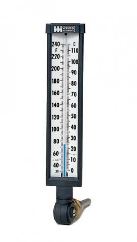 Weiss 9VU6-240 Thermom&amp;egrave;tre industriel en verre &amp;agrave; angle variable, -1.11 &amp;agrave; 115.56&amp;deg;C-