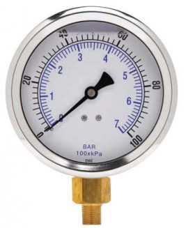 Weksler Glass 401L4PP Glycerin Filled Gauge, 4&quot;, 0/10,000 psi-