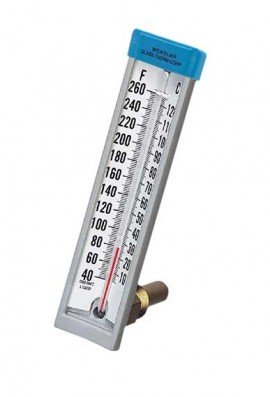Weksler Glass 153FC-PBF Super Economy Thermometer with 90&amp;deg; back angle, 40 to 260&amp;deg;F and C-