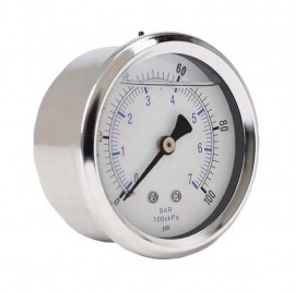 Weksler Glass 251C4PG Glycerin Filled Gauge with back connection, 2.5&amp;quot; (63.5 mm) dial, 0 to 300 psi-