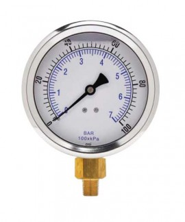 Weksler Glass 401L4PA Glycerin Filled Gauge with bottom connection, 0 to 15 psi, 4&amp;quot; dial-