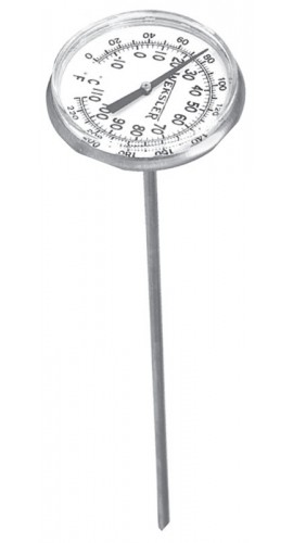Weksler 2R08-180 Thermom&amp;egrave;tre bim&amp;eacute;tallique compact &amp;agrave; cadran, -17.78 &amp;agrave; 82.22&amp;deg;C, tige lisse de 203.2 mm-